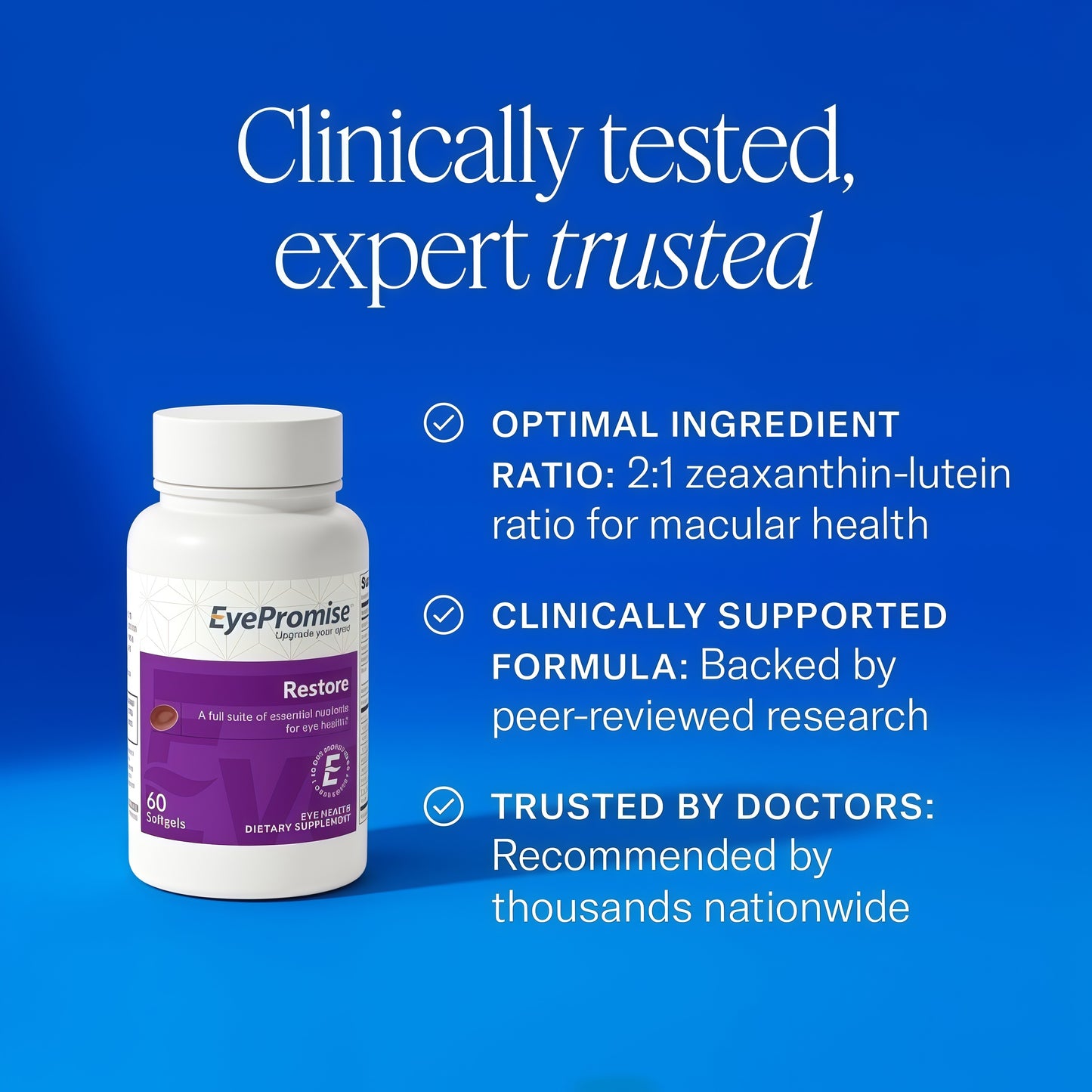 EyePromise Restore Eye Health Supplements - 60 Softgels, 30-Day Supply - Omega 3 Supplement for Aging Eyes with Lutein and Zeaxanthin, Fish Oil, EPA, DHA & Eye Vitamins and Nutrients